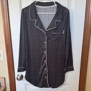 Nine West Dark Gray Sleep Shirt with White Piping